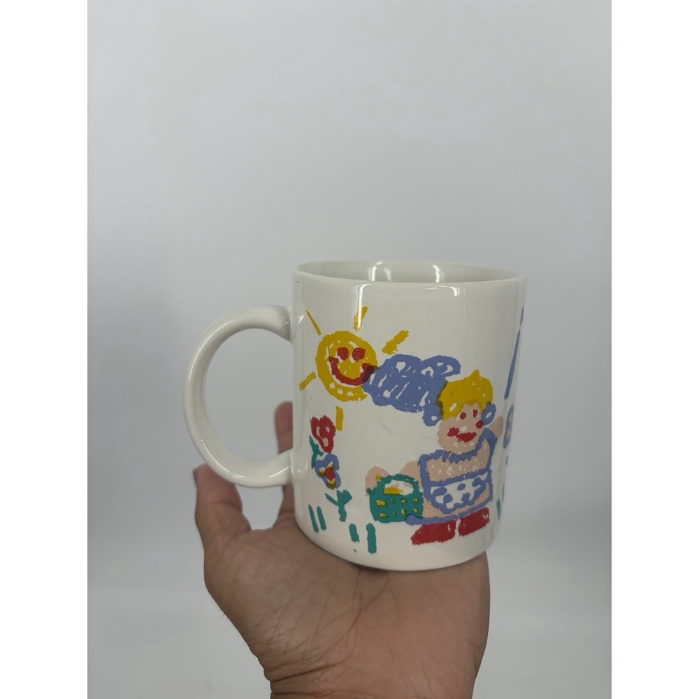 VTG Love My Grandpa Ceramic Coffee Mug Child Drawing Grandmother Gift Cup